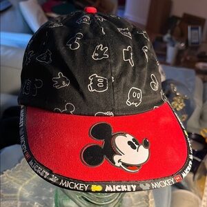 NWOT Disney Mickey Mouse Black and Red Ball Cap w/ Stamped Mickey Head on Bill